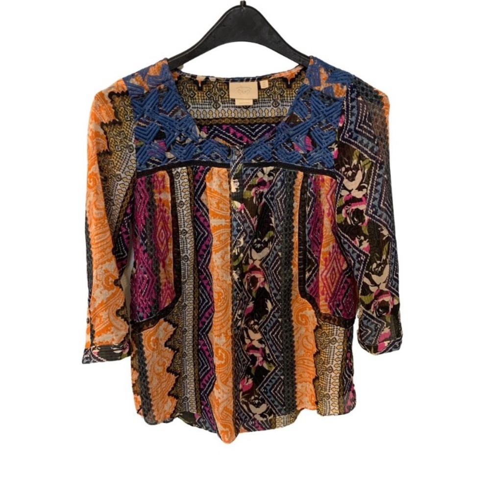 Anthropologie Vanessa Virginia
Bold Print Bohemian Blouse Size 4